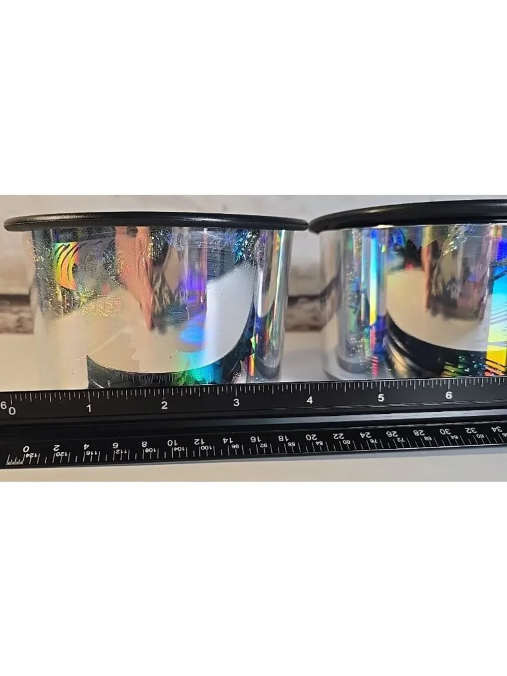 2 Tupperware One Touch Canisters Floral Hologram Silver & Black #2707A-4 New